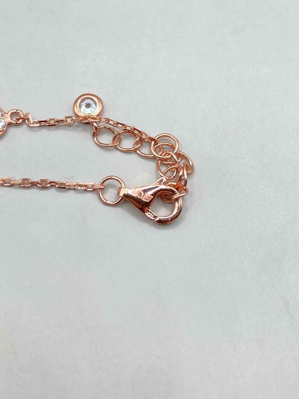 Rose Gold Plated Sterling Silver Cubic Zirconia Pave Heart Bracelet - Picture 6 of 6